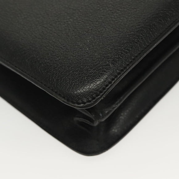 Salvatore Ferragamo Business Bag Leather Black Gold Auth bs28482