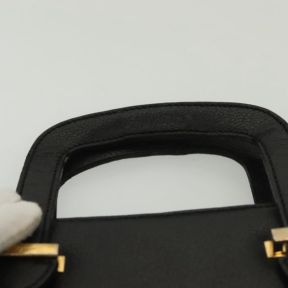 Salvatore Ferragamo Business Bag Leather Black Gold Auth bs28482