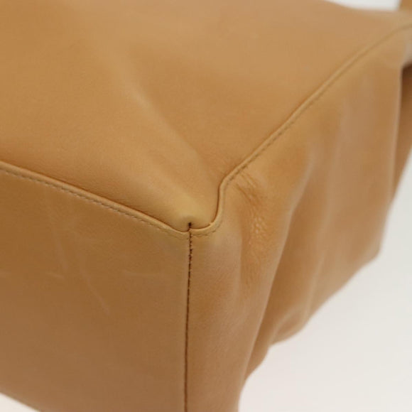 Salvatore Ferragamo Shoulder Bag Leather Beige Gold Auth bs28483