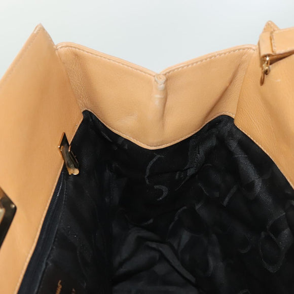 Salvatore Ferragamo Shoulder Bag Leather Beige Gold Auth bs28483