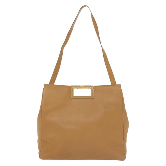 Salvatore Ferragamo Shoulder Bag Leather Beige Gold Auth bs28483