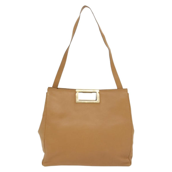 Salvatore Ferragamo Shoulder Bag Leather Beige Gold Auth bs28483