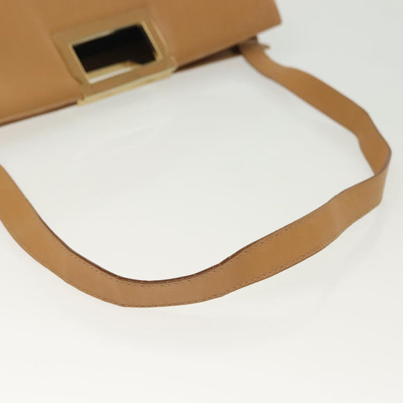 Salvatore Ferragamo Shoulder Bag Leather Beige Gold Auth bs28483