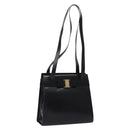 Salvatore Ferragamo Vala Shoulder Bag Leather Black Gold Auth bs28484-1