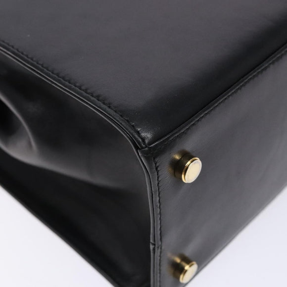 Salvatore Ferragamo Vala Shoulder Bag Leather Black Gold Auth bs28484