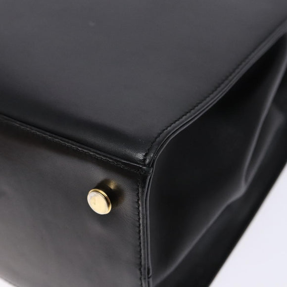 Salvatore Ferragamo Vala Shoulder Bag Leather Black Gold Auth bs28484