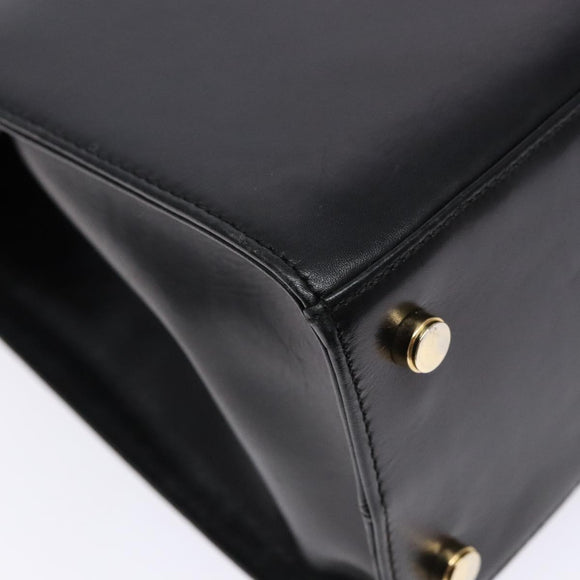 Salvatore Ferragamo Vala Shoulder Bag Leather Black Gold Auth bs28484