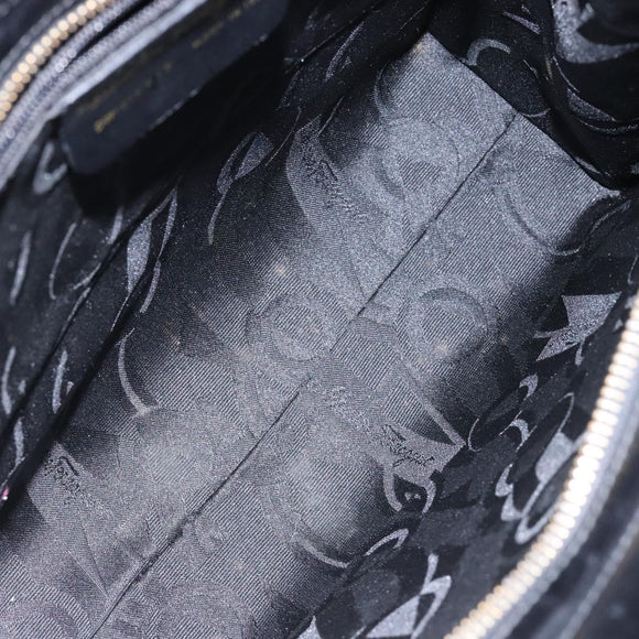 Salvatore Ferragamo Vala Shoulder Bag Leather Black Gold Auth bs28484