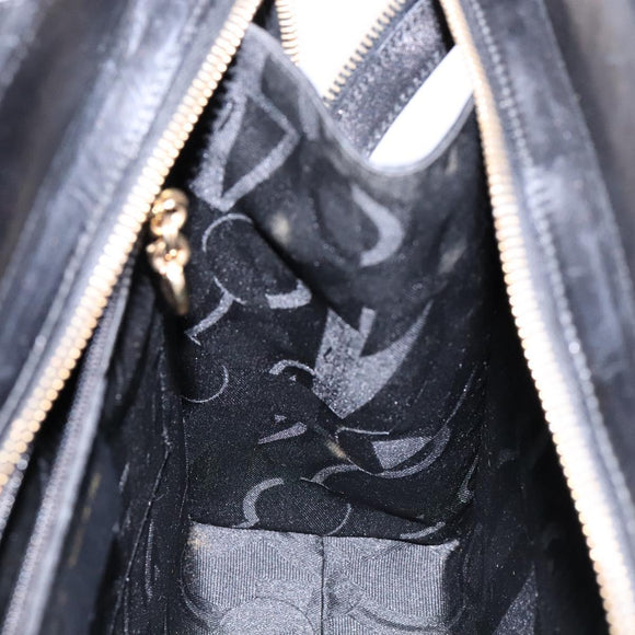 Salvatore Ferragamo Vala Shoulder Bag Leather Black Gold Auth bs28484