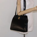 Salvatore Ferragamo Vala Shoulder Bag Leather Black Gold Auth bs28484-21
