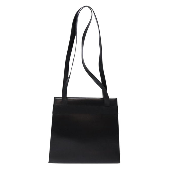 Salvatore Ferragamo Vala Shoulder Bag Leather Black Gold Auth bs28484