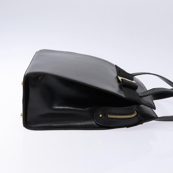Salvatore Ferragamo Vala Shoulder Bag Leather Black Gold Auth bs28484