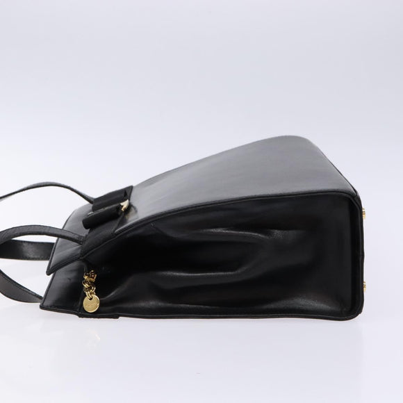Salvatore Ferragamo Vala Shoulder Bag Leather Black Gold Auth bs28484