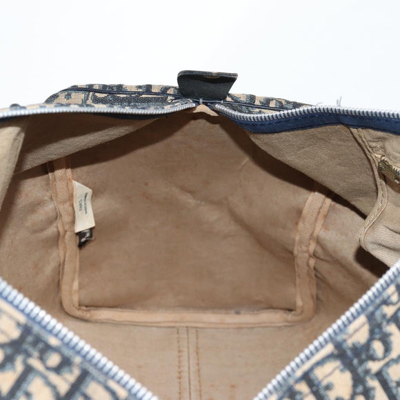 Christian Dior Trotter Canvas Boston Bag Navy Silver Auth bs28488