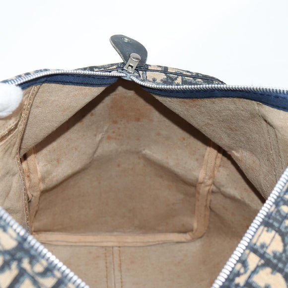 Christian Dior Trotter Canvas Boston Bag Navy Silver Auth bs28488