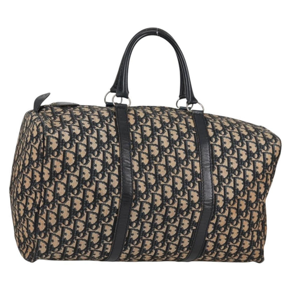 Christian Dior Trotter Canvas Boston Bag Navy Silver Auth bs28488