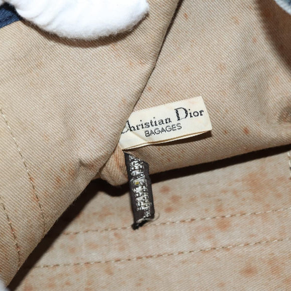 Christian Dior Trotter Canvas Boston Bag Navy Silver Auth bs28488