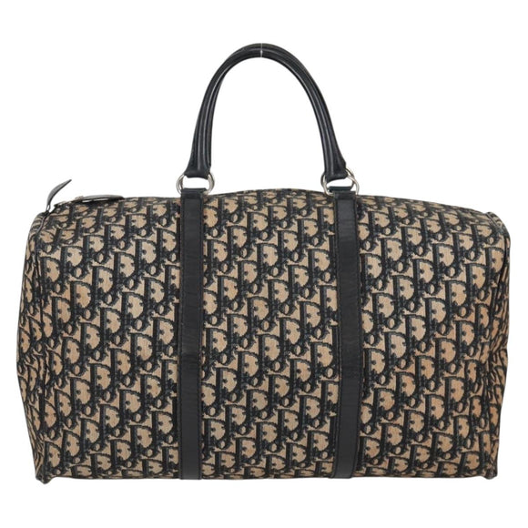 Christian Dior Trotter Canvas Boston Bag Navy Silver Auth bs28488