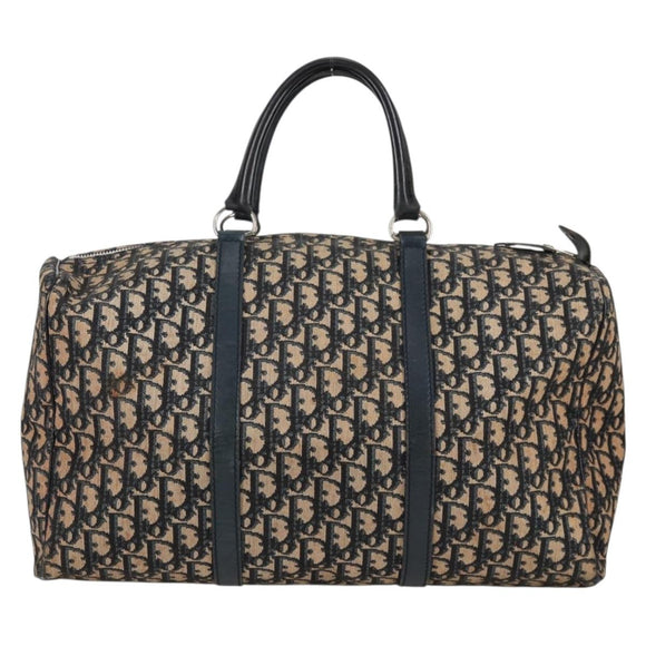 Christian Dior Trotter Canvas Boston Bag Navy Silver Auth bs28488