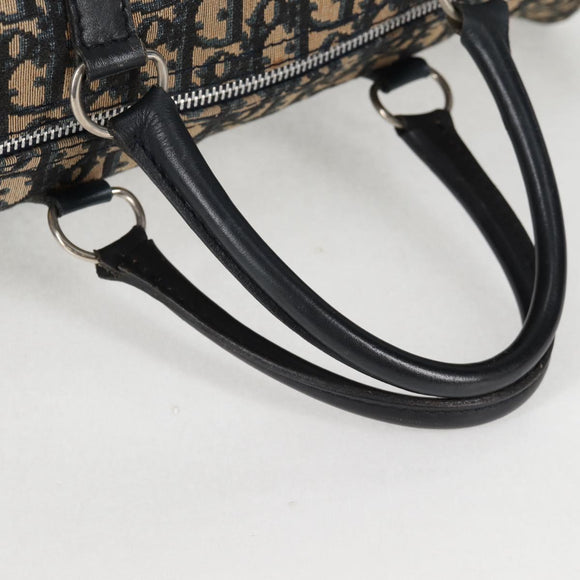 Christian Dior Trotter Canvas Boston Bag Navy Silver Auth bs28488