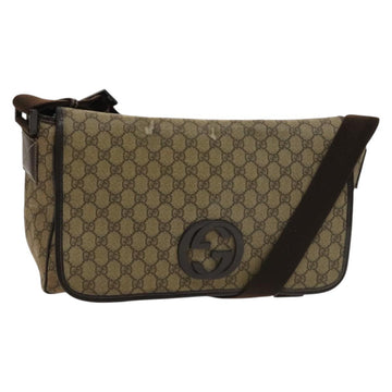 GUCCI GG Supreme Shoulder Bag PVC Beige Silver 223661 Auth bs28491