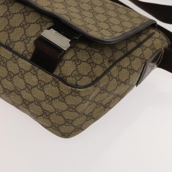 GUCCI GG Supreme Shoulder Bag PVC Beige Silver 223661 Auth bs28491