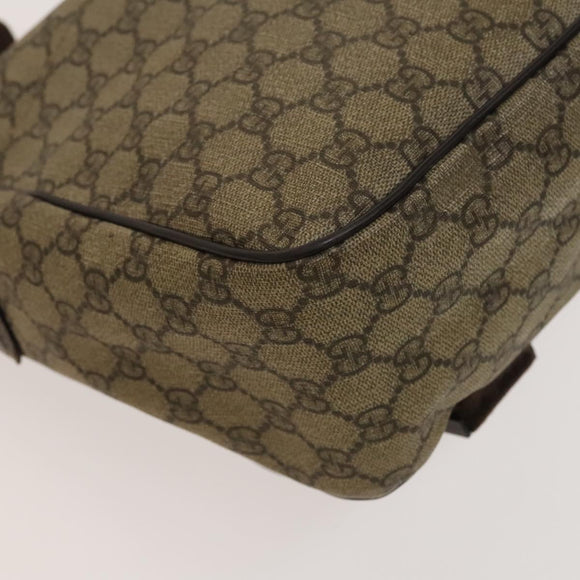 GUCCI GG Supreme Shoulder Bag PVC Beige Silver 223661 Auth bs28491