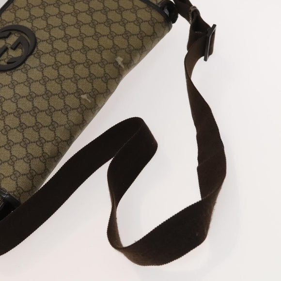 GUCCI GG Supreme Shoulder Bag PVC Beige Silver 223661 Auth bs28491