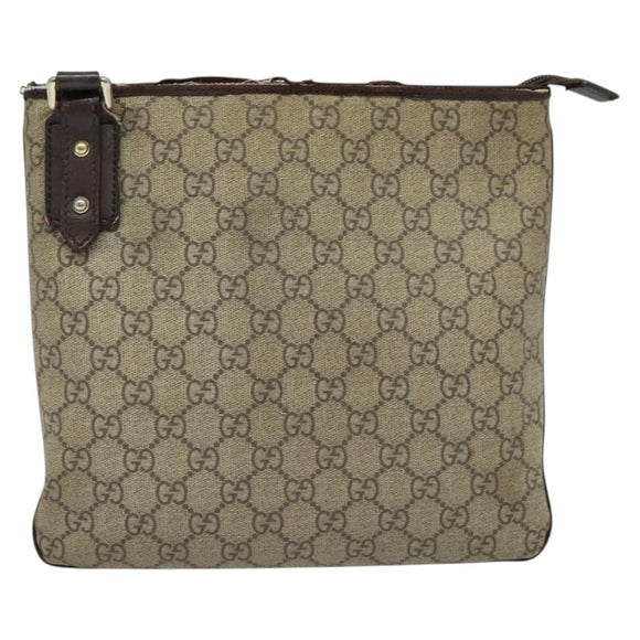GUCCI GG Supreme Shoulder Bag PVC Outlet Beige Silver 257246 Auth bs28492