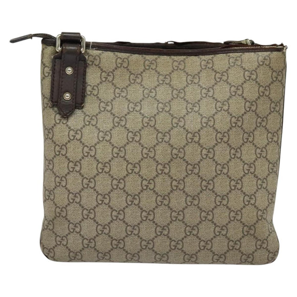 GUCCI GG Supreme Shoulder Bag PVC Outlet Beige Silver 257246 Auth bs28492