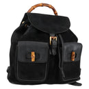 GUCCI Bamboo Backpack Suede Leather Black Gold 003 2058 0016 Auth bs28493-1