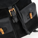 GUCCI Bamboo Backpack Suede Leather Black Gold 003 2058 0016 Auth bs28493-21