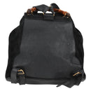 GUCCI Bamboo Backpack Suede Leather Black Gold 003 2058 0016 Auth bs28493-2