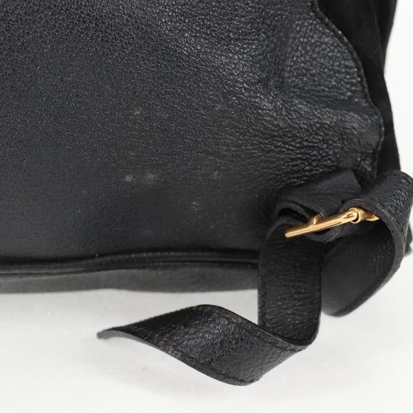 GUCCI Bamboo Backpack Suede Leather Black Gold 003 2058 0016 Auth bs28493