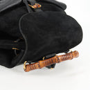 GUCCI Bamboo Backpack Suede Leather Black Gold 003 2058 0016 Auth bs28493-8