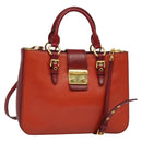 Miu Miu Hand Bag Leather 2way Red Gold Auth bs28494-1