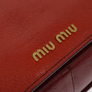 Miu Miu Hand Bag Leather 2way Red Gold Auth bs28494-20