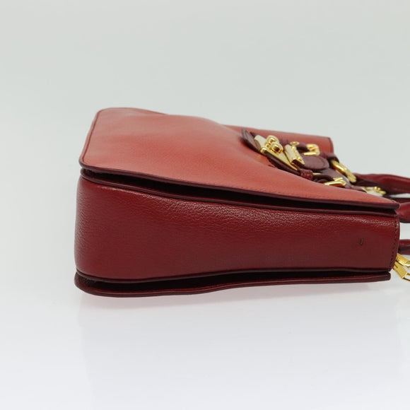 Miu Miu Hand Bag Leather 2way Red Gold Auth bs28494