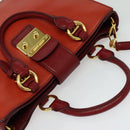 Miu Miu Hand Bag Leather 2way Red Gold Auth bs28494-6