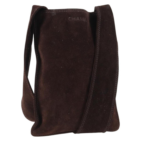 CHANEL Shoulder Bag Suede Brown CC Auth bs28500