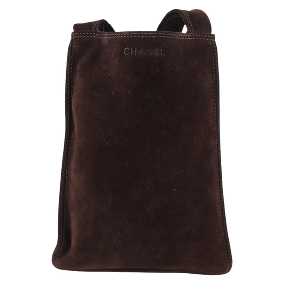 CHANEL Shoulder Bag Suede Brown CC Auth bs28500