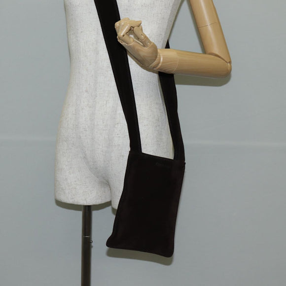 CHANEL Shoulder Bag Suede Brown CC Auth bs28500