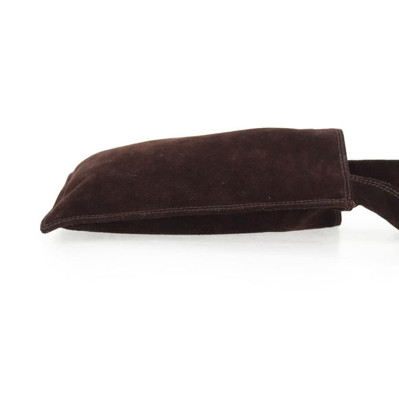 CHANEL Shoulder Bag Suede Brown CC Auth bs28500