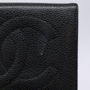 CHANEL Bifold Wallet Caviar Skin Black Gold CC Auth bs28503-12