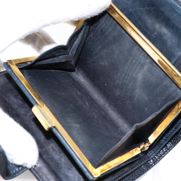 CHANEL Bifold Wallet Caviar Skin Black Gold CC Auth bs28503