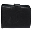 CHANEL Zweifachfaltbörse Kaviarleder Schwarz Gold CC Auth bs28503-1