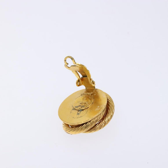 CHANEL Earring Metal Gold CC Auth bs28505