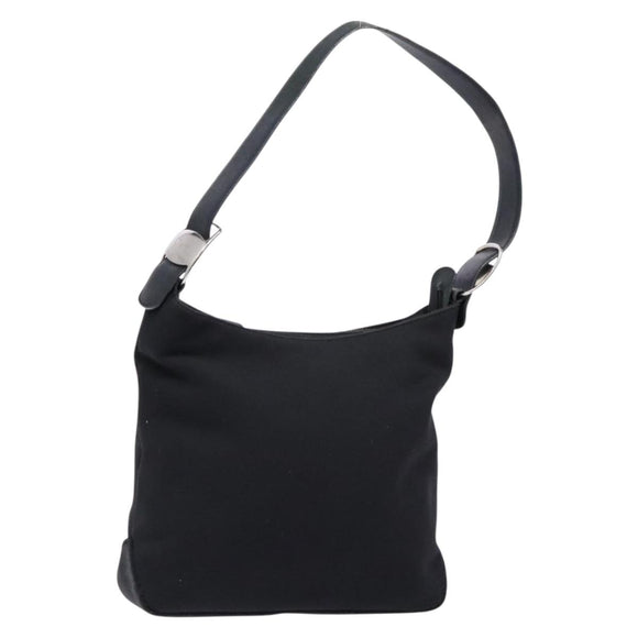 Salvatore Ferragamo Vala Shoulder Bag Canvas Leather Black Silver Auth bs28513