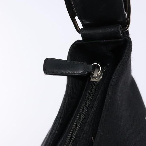 Salvatore Ferragamo Vala Shoulder Bag Canvas Leather Black Silver Auth bs28513