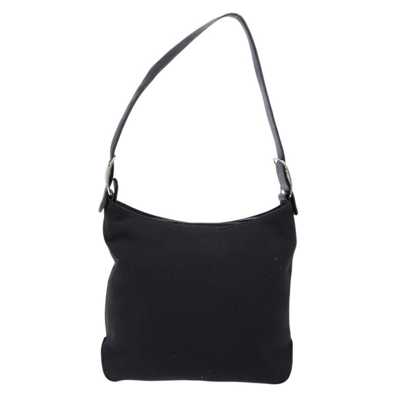 Salvatore Ferragamo Vala Shoulder Bag Canvas Leather Black Silver Auth bs28513